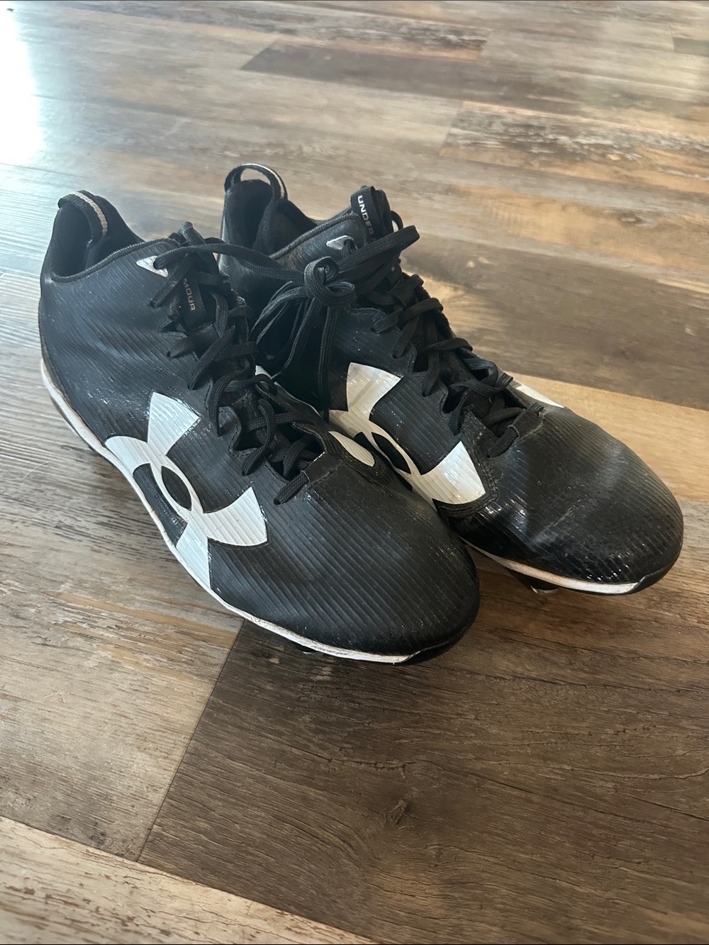 Under Armour Men’s Black Football Cleats with White Logo